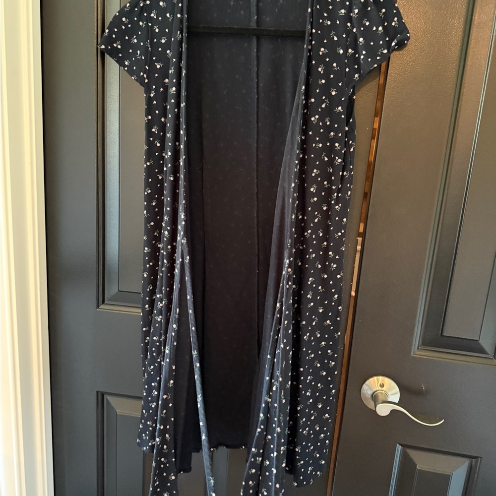 Brandy Melville Navy Floral Mini Wrap Dress